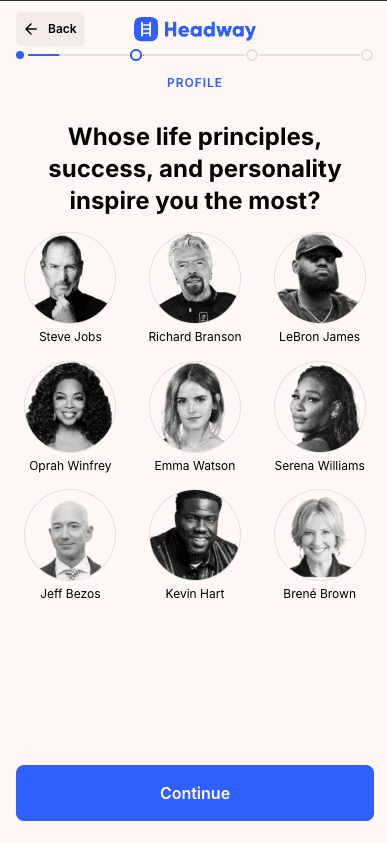 Headway web2app funnel screen 2